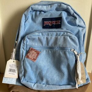Jansport Blue Corduroy with Suede bottom Backpack-NWT